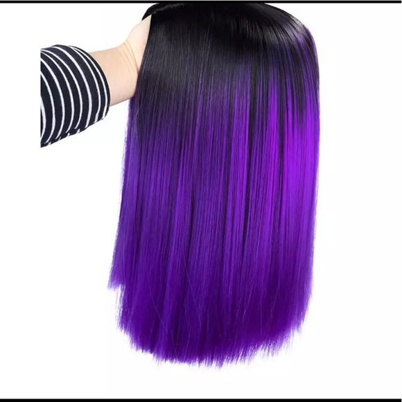 Accessories - Black/ Purple straight Wig-Shoulder length